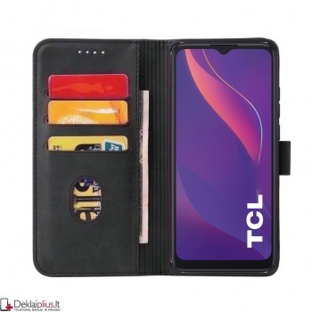 Dirbtinos odos dėklas su skyreliais - juodas (TCL 30E/TCL 30 SE//TCL 305/TCL 306) Dirbtinos odos dėklas su skyreliais - juodas (TCL 30E/TCL 30 SE//TCL 305/TCL 306)
